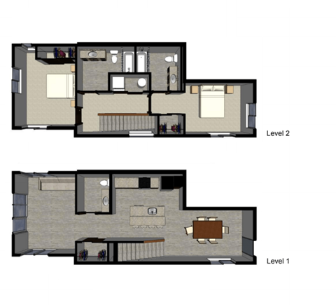 2x2.5 Townhome (1270sf)